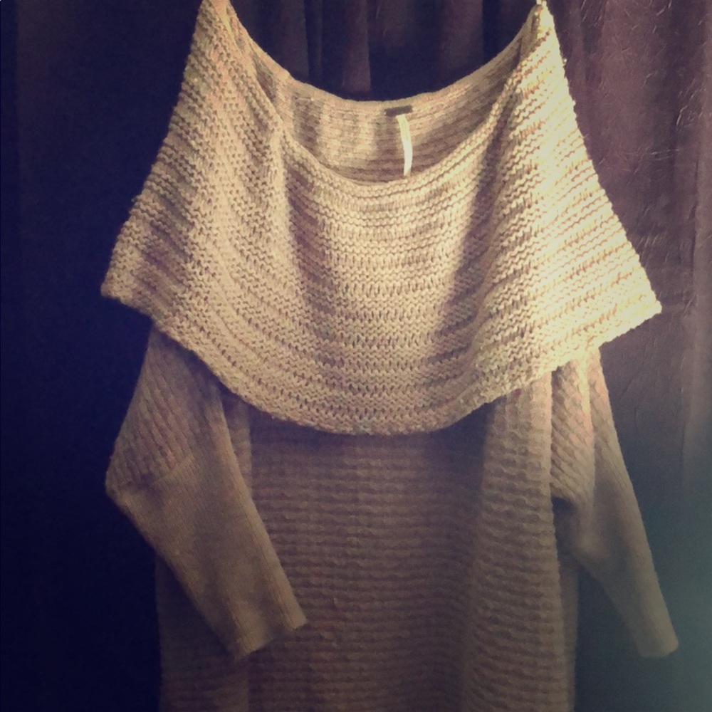 Blush colored free people off the shoulder sweater